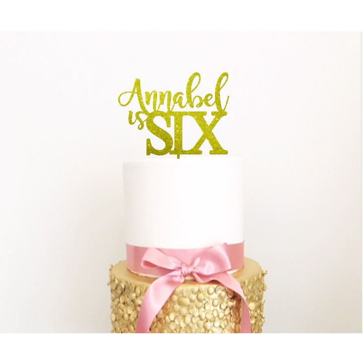 Six Acrylic Cake Topper - Aston Blue