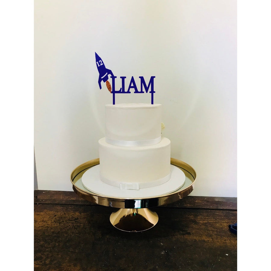 Rocket Cake Topper - Aston Blue