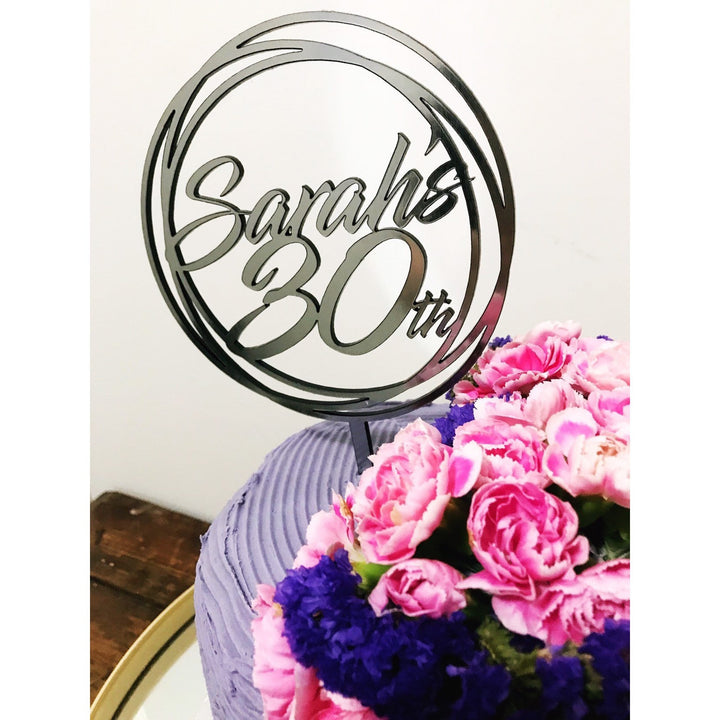 Thirty Acrylic Cake Topper - Aston Blue