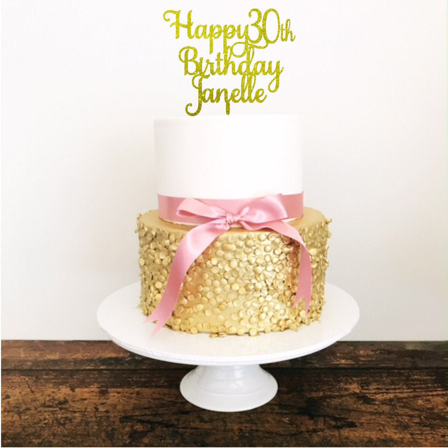 Thirty Acrylic Cake Topper - Aston Blue