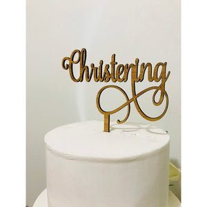 Christening Acrylic Cake Topper - Aston Blue