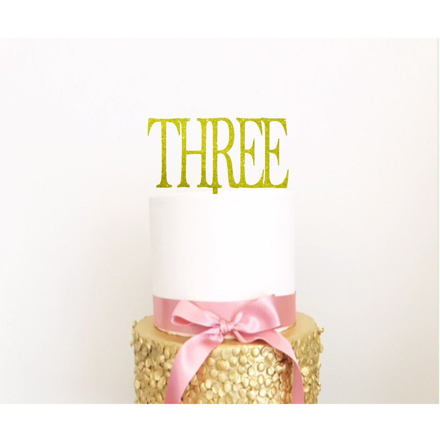 Custom Three Cake Topper - Aston Blue