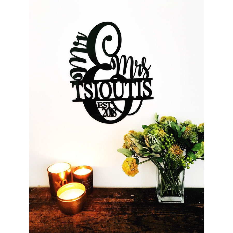 30 cm Mr and Mrs Monogram Sign - Aston Blue