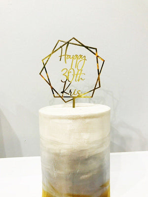 Thirty Acrylic Cake Topper- 30th Birthday - Aston Blue