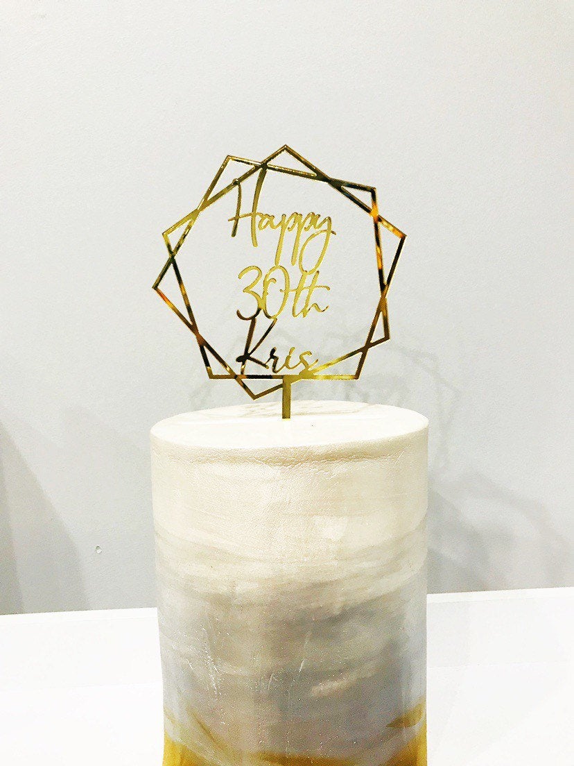 Thirty Acrylic Cake Topper- 30th Birthday - Aston Blue
