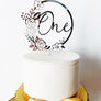 Personalised Floral Cake topper - Aston Blue