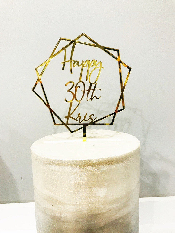 Thirty Acrylic Cake Topper- 30th Birthday - Aston Blue
