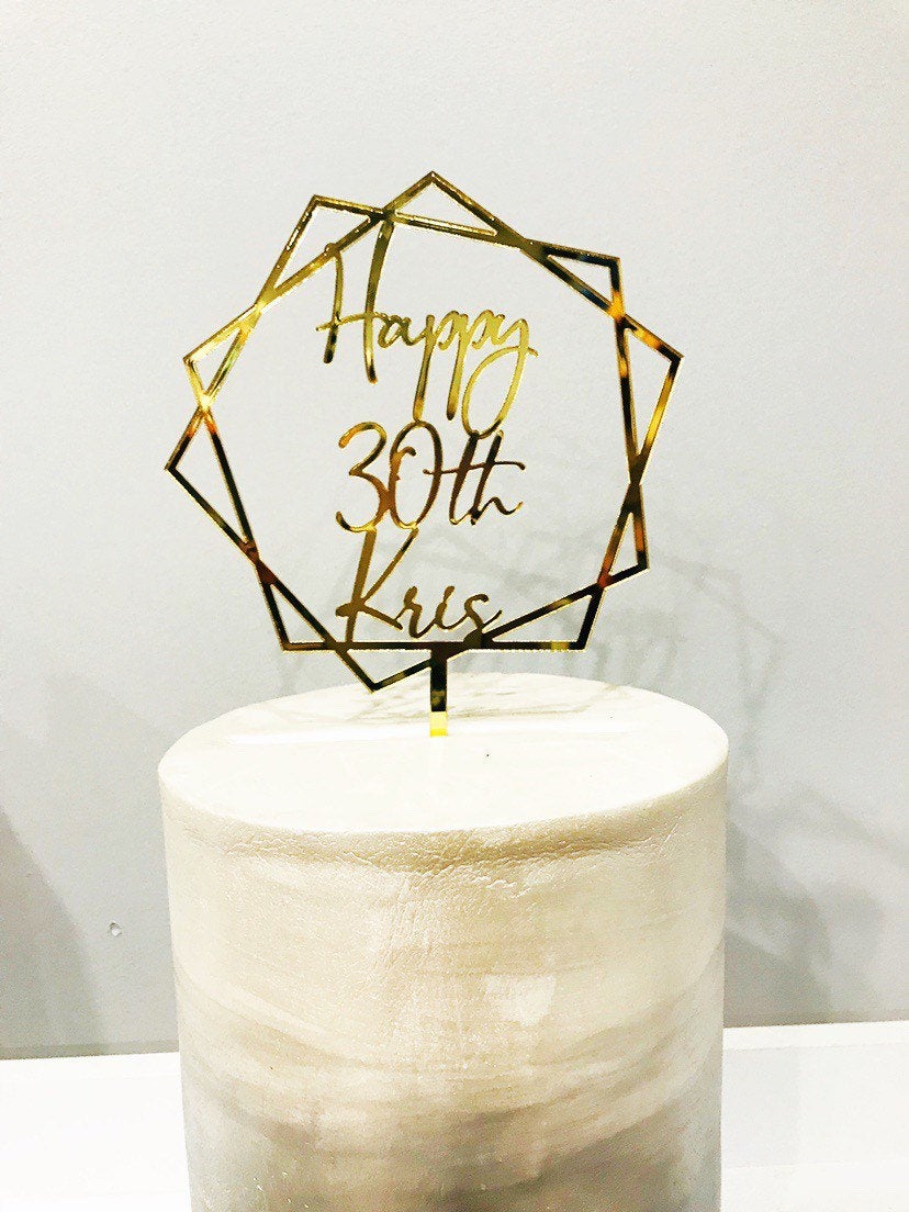 Thirty Acrylic Cake Topper- 30th Birthday - Aston Blue