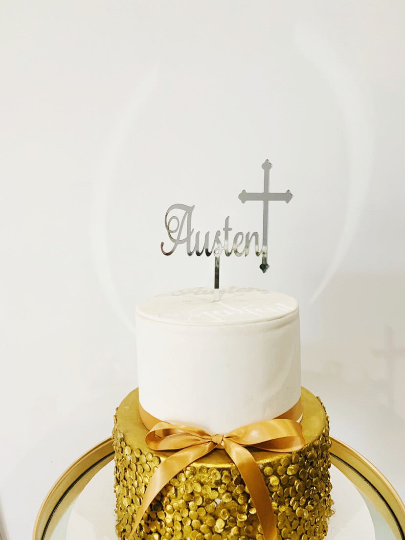 Christening Cake Topper - Aston Blue