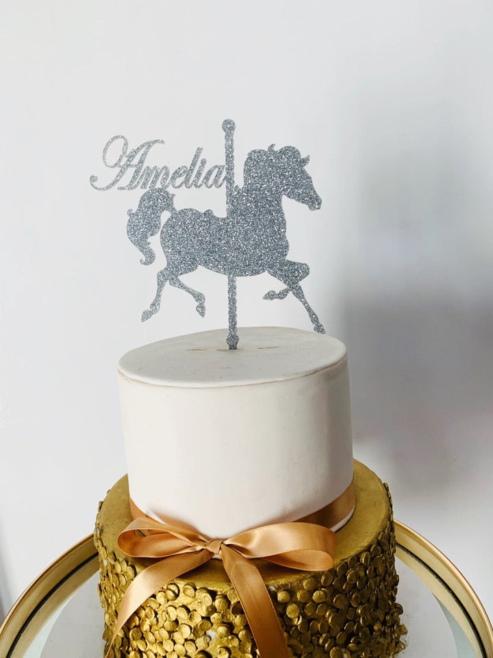 Carousel Horse Cake Topper - Aston Blue