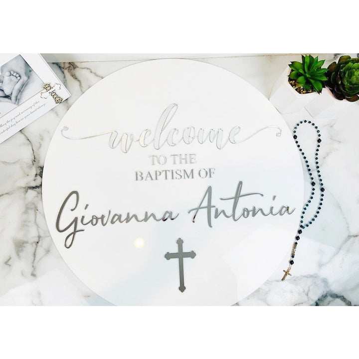 Personalised Baptism Sign - Aston Blue