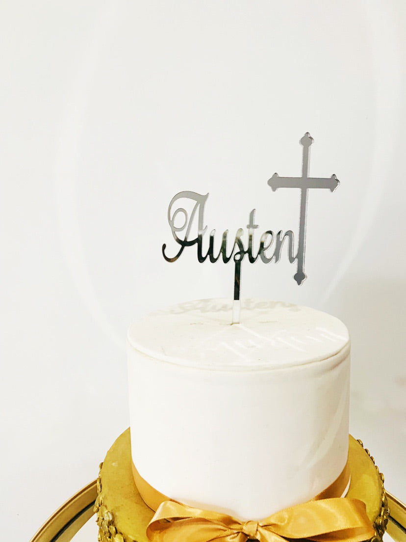 Christening Cake Topper - Aston Blue