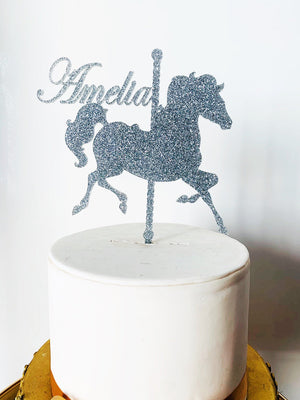 Carousel Horse Cake Topper - Aston Blue