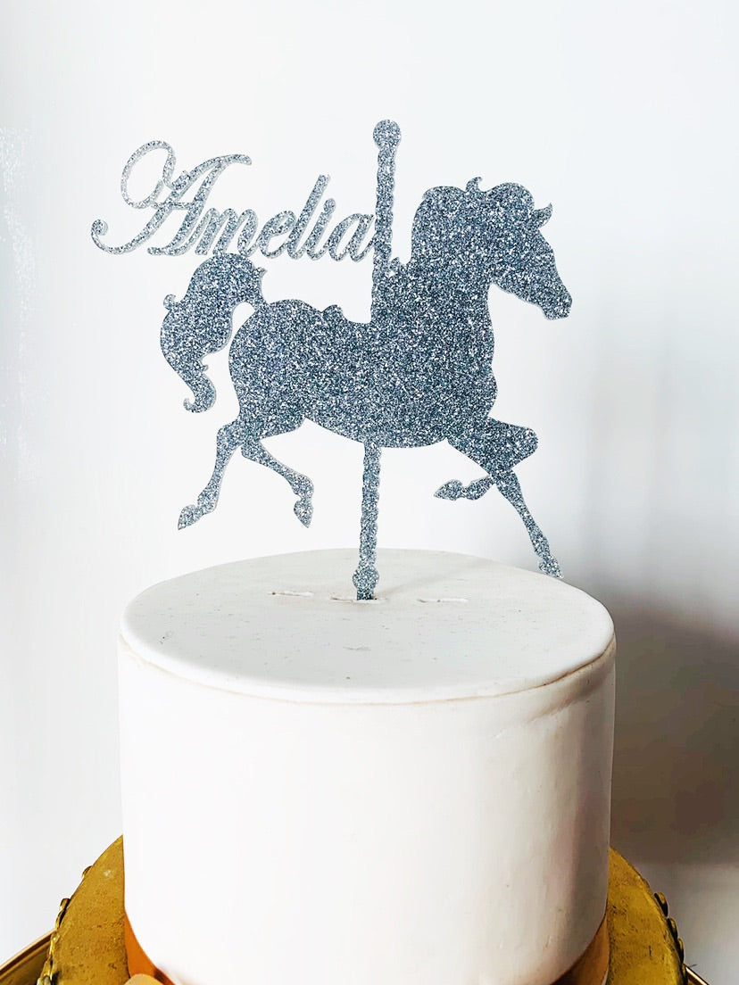 Carousel Horse Cake Topper - Aston Blue