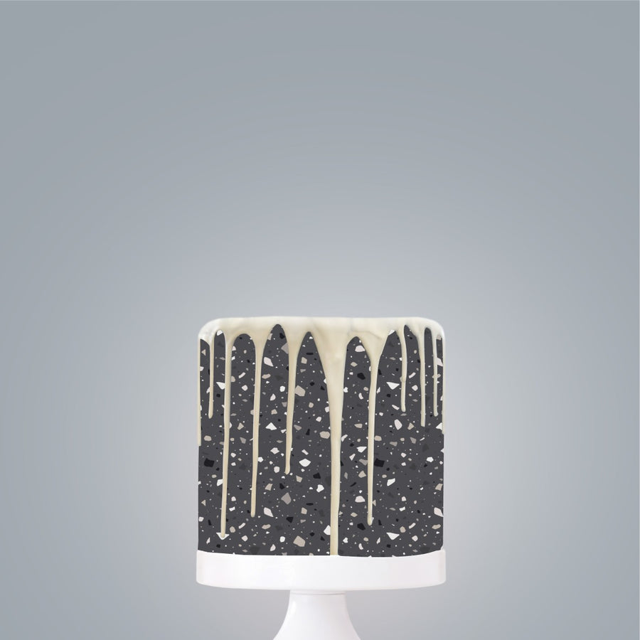 Terrazzo- Dark Grey Edible Icing Image