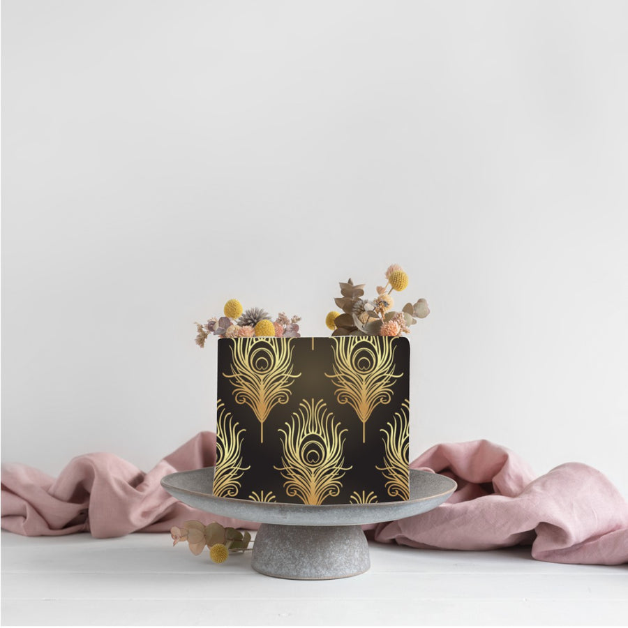 Gold Feather Edible Icing Image