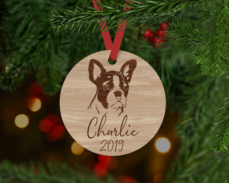 Boston Terrier Dog Ornament - Aston Blue