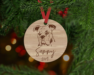 Boxer Dog Ornament - Aston Blue