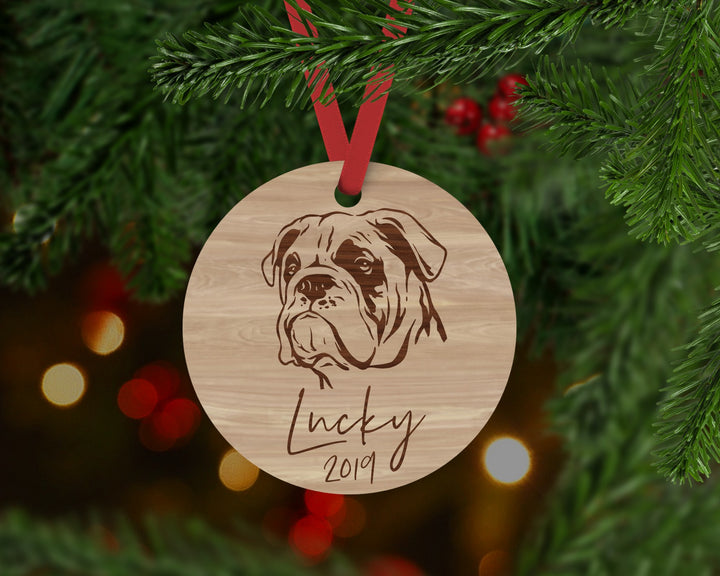 Bulldog Dog Ornament - Aston Blue