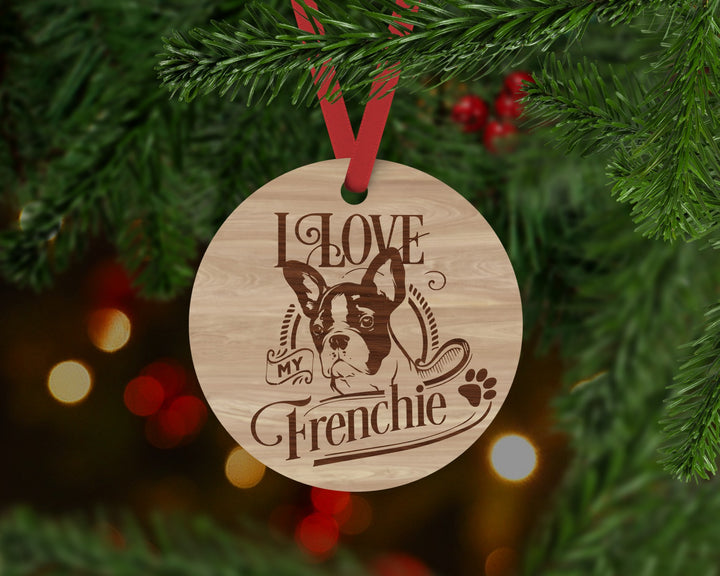 Frenchie Dog Ornament - Aston Blue