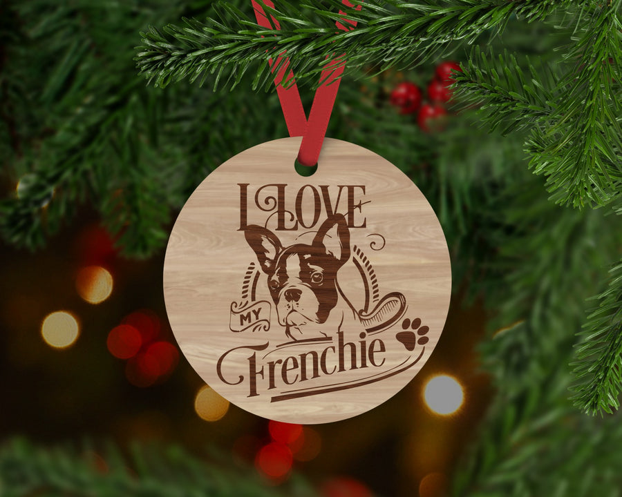 Frenchie Dog Ornament - Aston Blue