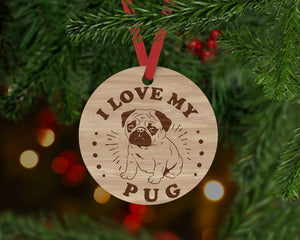 Pug Dog Ornament - Aston Blue