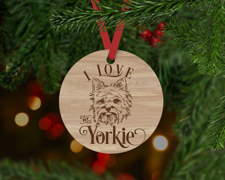 Yorkie Dog Ornament - Aston Blue