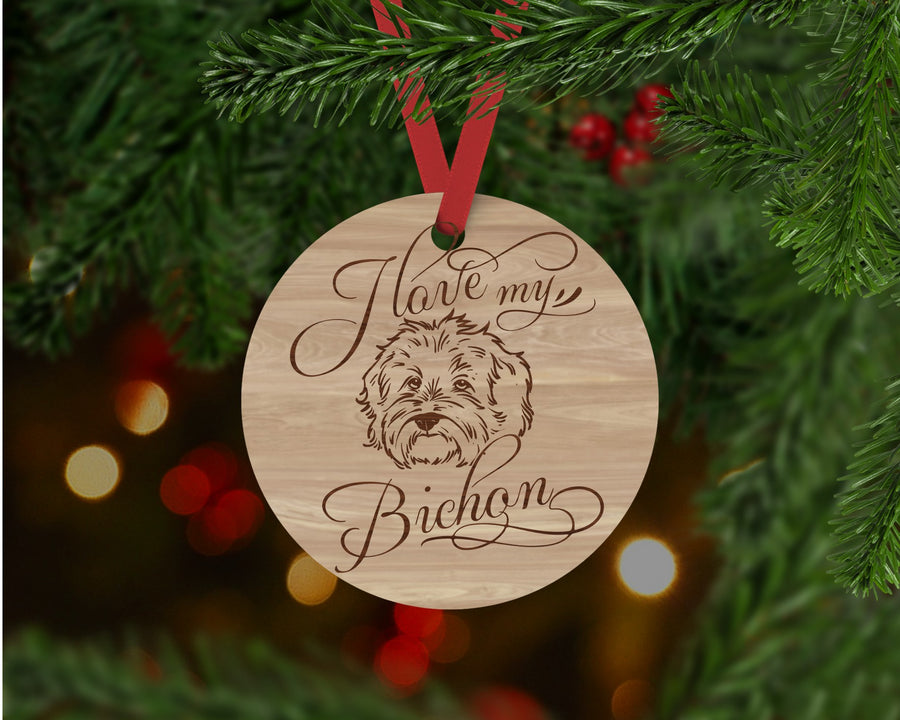Bichon Dog Ornament - Aston Blue