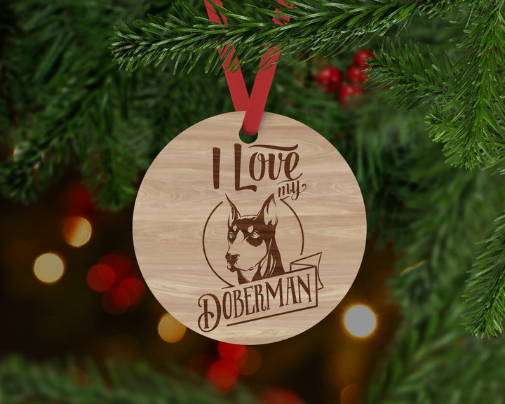 Doberman Dog Ornament - Aston Blue
