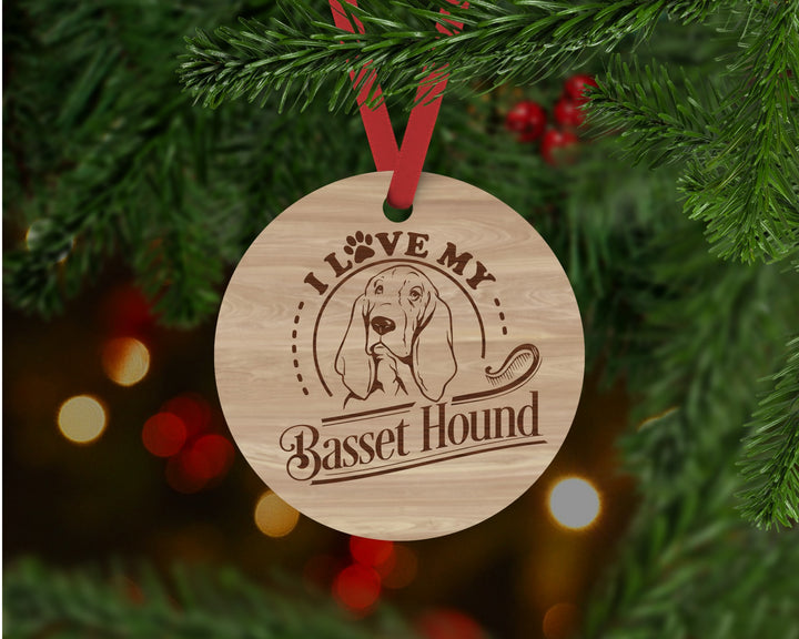 Basset Hound Dog Ornament - Aston Blue