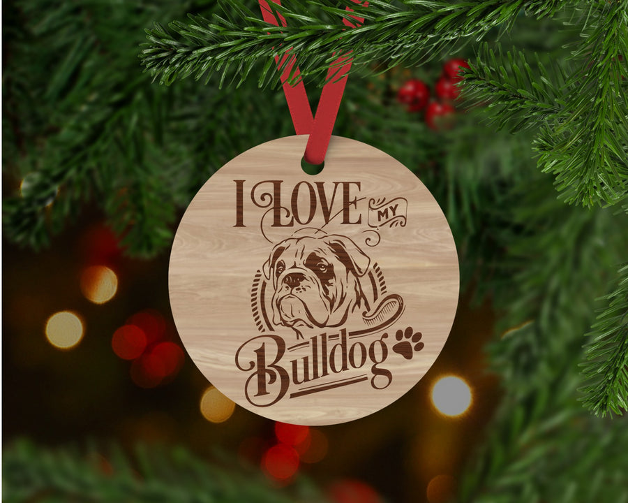 Bulldog Dog Ornament - Aston Blue