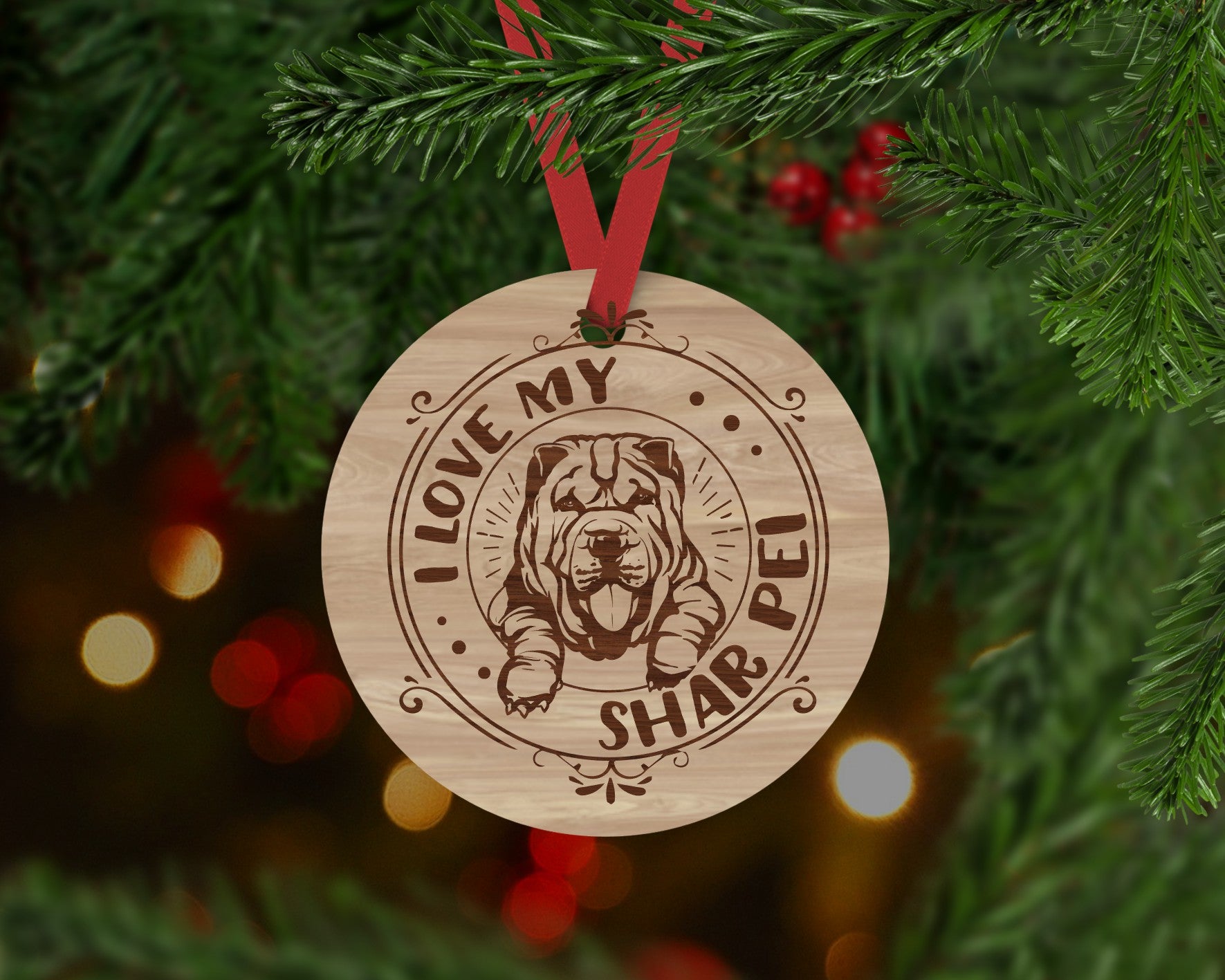 Shar Pei Dog Ornament Aston Blue
