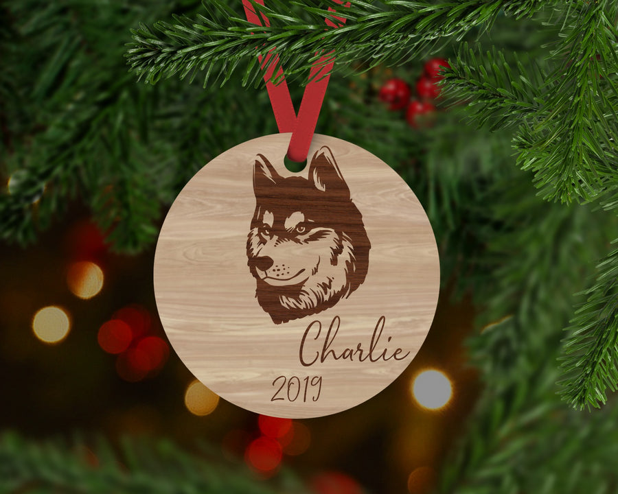 Husky Dog Ornament - Aston Blue