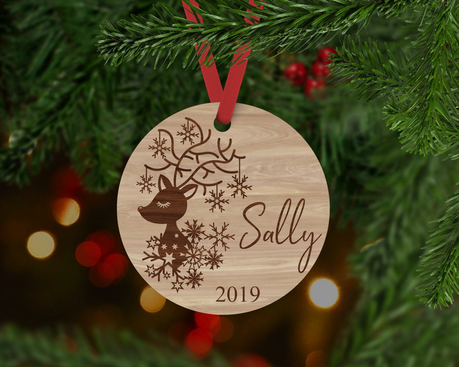 Personalsied Reindeer Christmas Ornament - Aston Blue