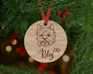 Yorkie Dog Ornament - Aston Blue