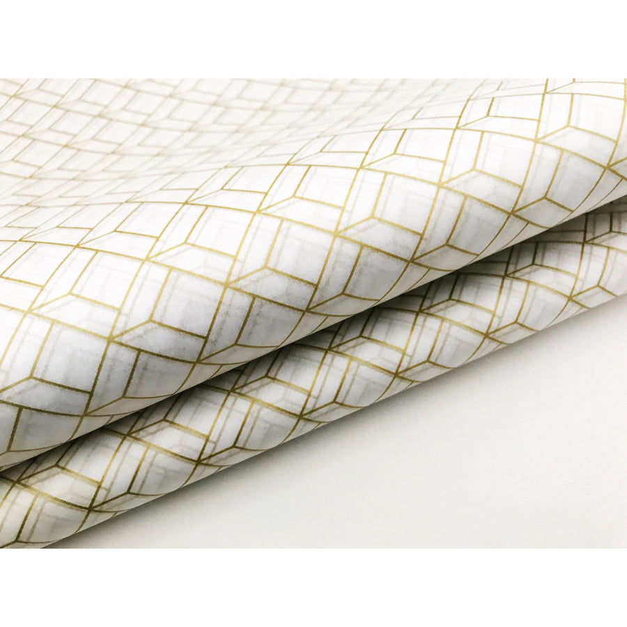 Metallic Gold Art Deco Tissue Paper Sheets - Aston Blue
