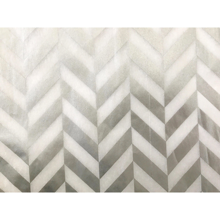 Metallic Silver Herringbone Tissue Paper Sheets - Aston Blue