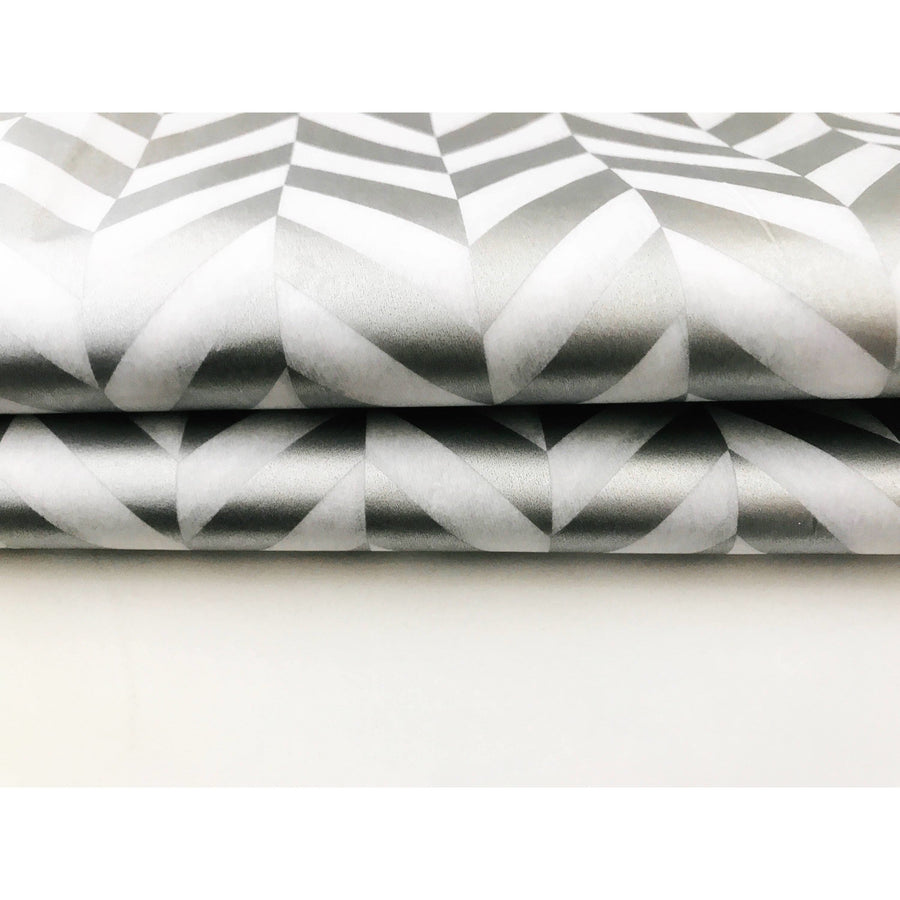 Metallic Silver Herringbone Tissue Paper Sheets - Aston Blue