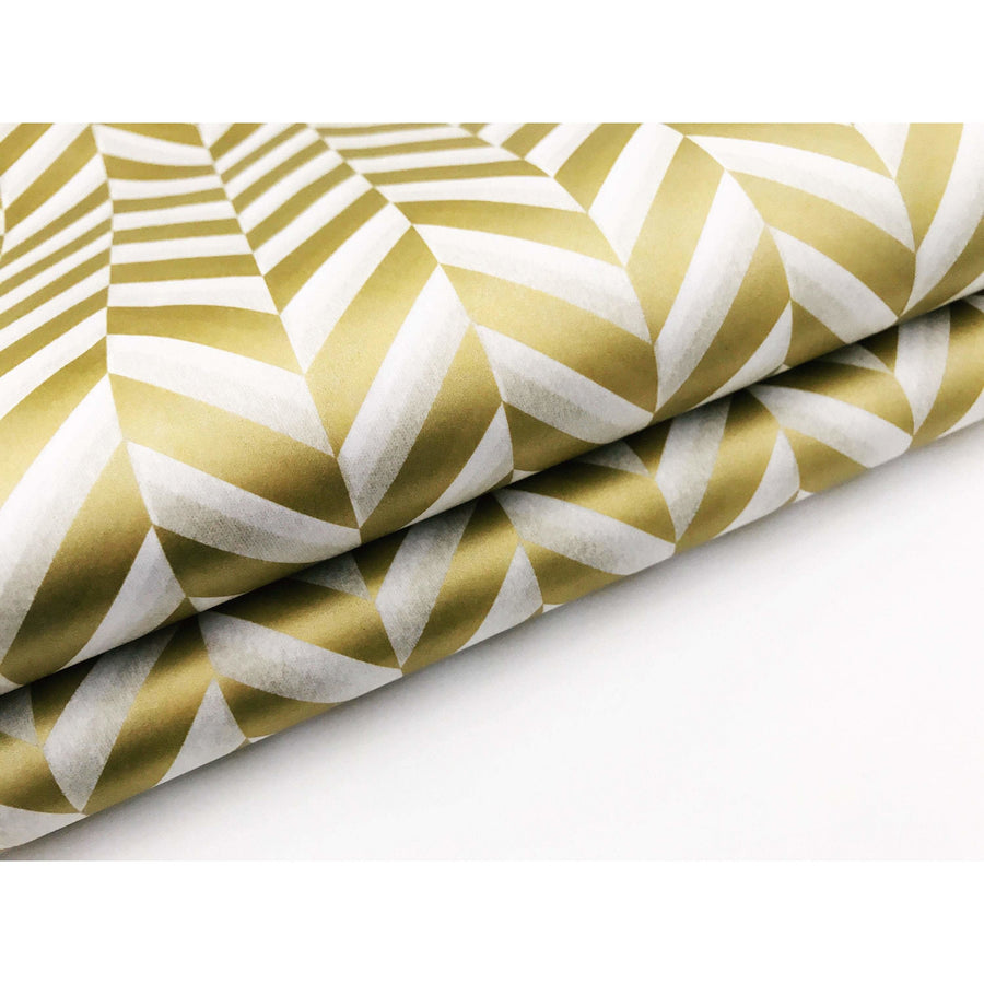 Metallic Gold Herringbone Tissue Paper Sheets - Aston Blue