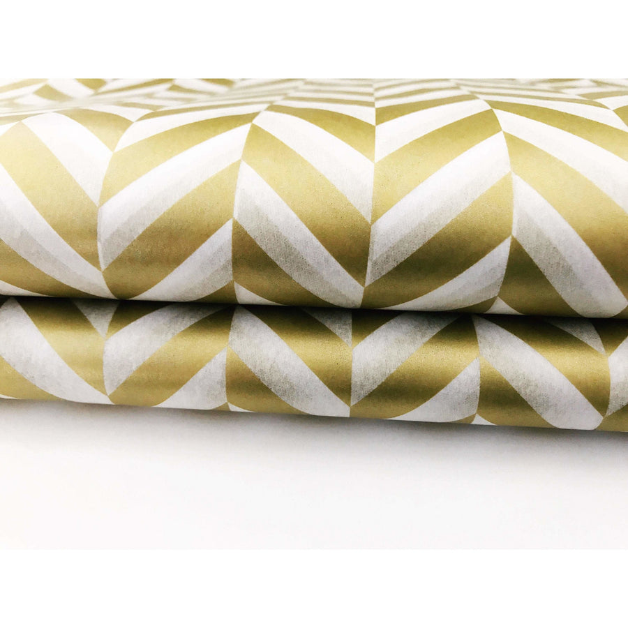 Metallic Gold Herringbone Tissue Paper Sheets - Aston Blue