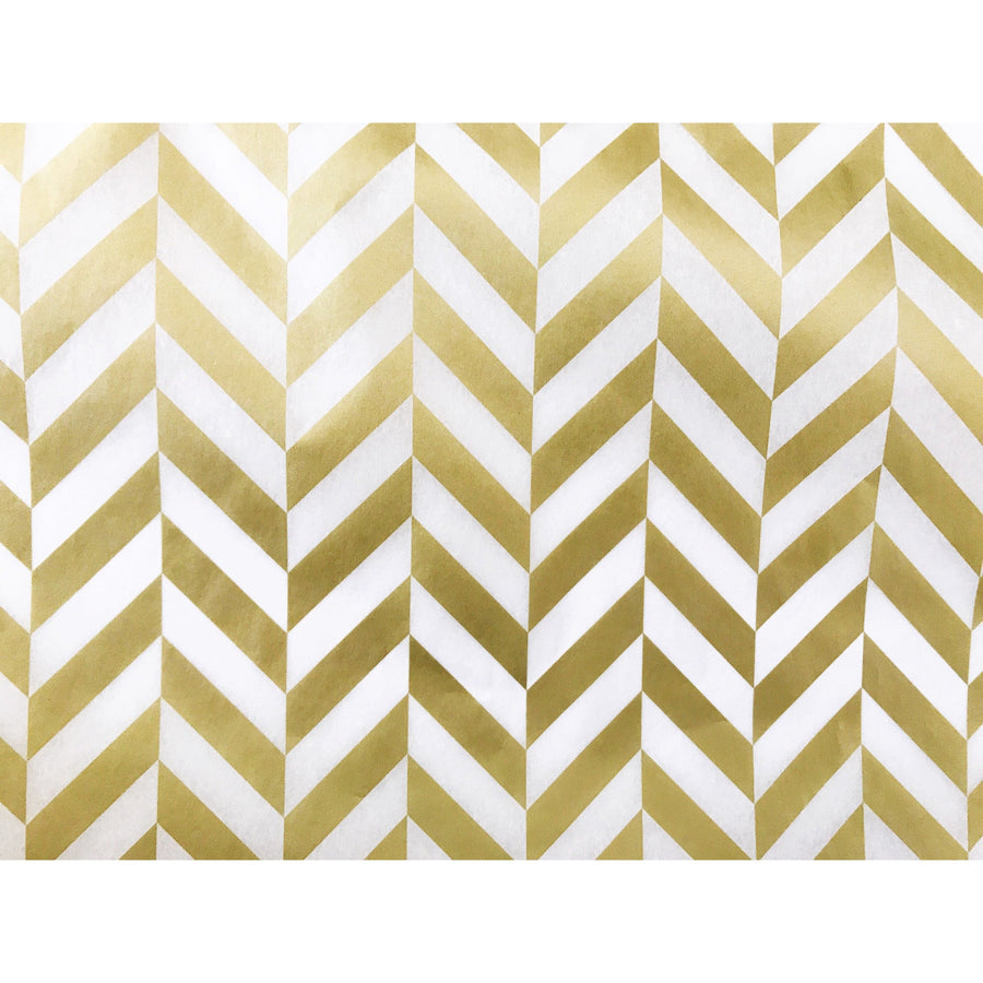 Metallic Gold Herringbone Tissue Paper Sheets - Aston Blue