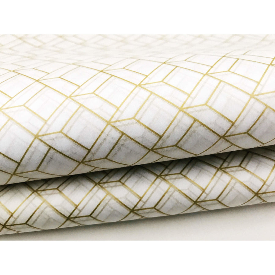 Metallic Gold Art Deco Tissue Paper Sheets - Aston Blue