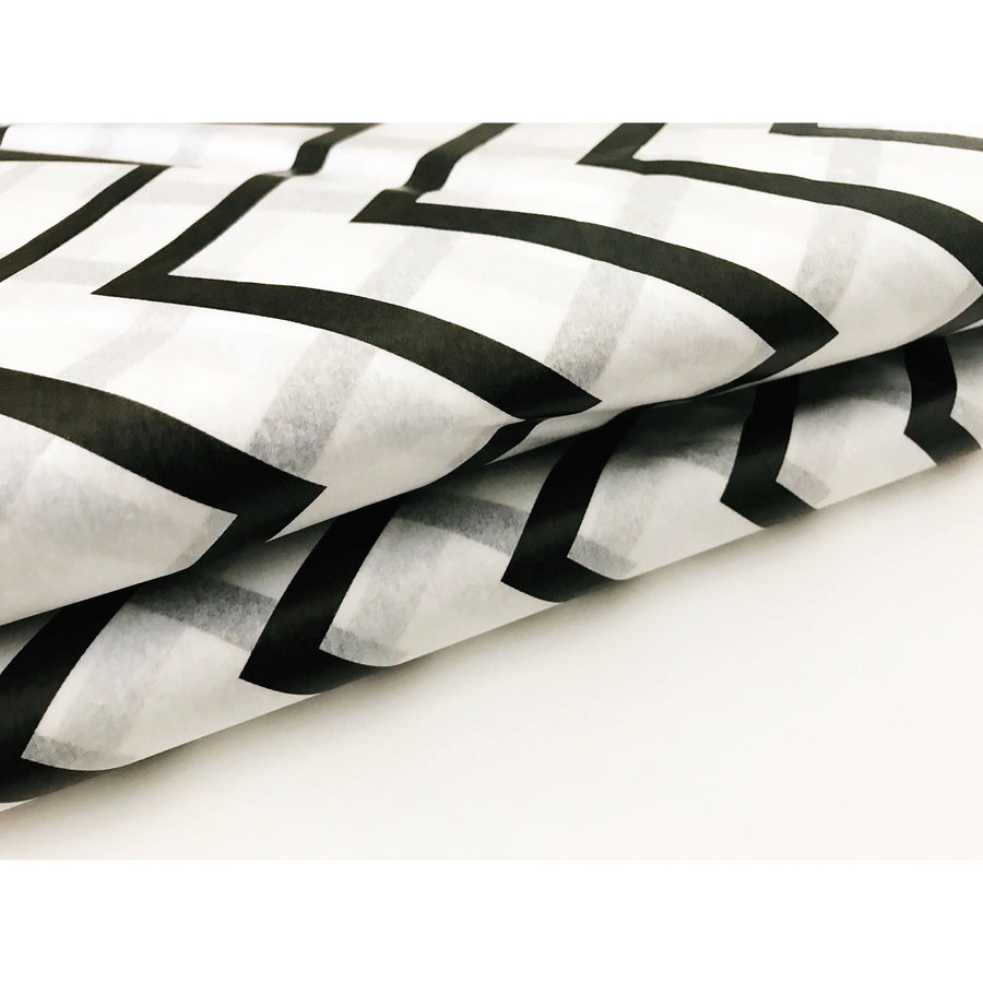 Black Zig Zag Tissue Paper Sheets - Aston Blue