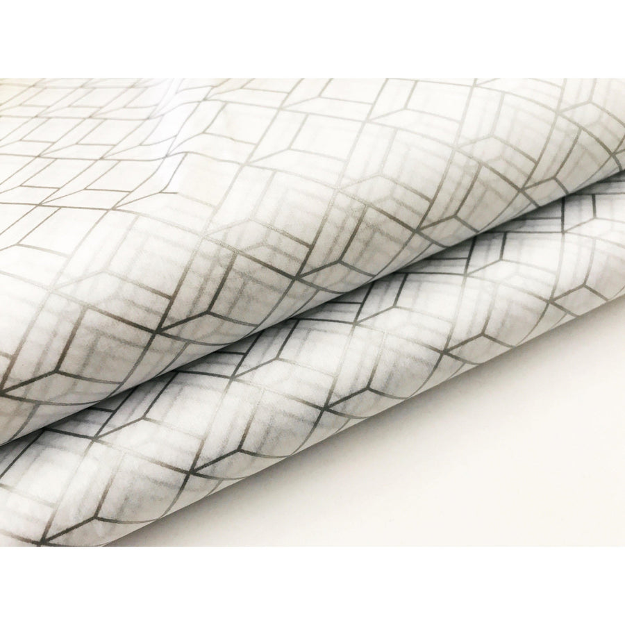 Metallic Silver Art Deco Tissue Paper Sheet - Aston Blue