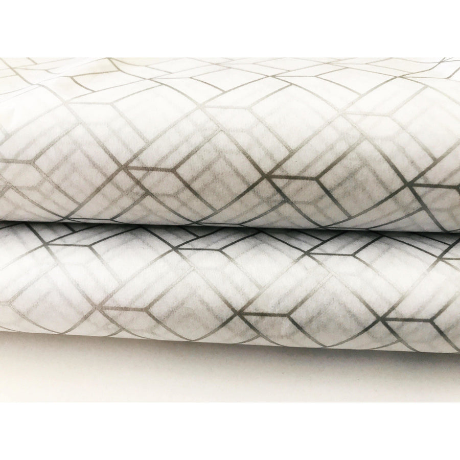 Metallic Silver Art Deco Tissue Paper Sheet - Aston Blue