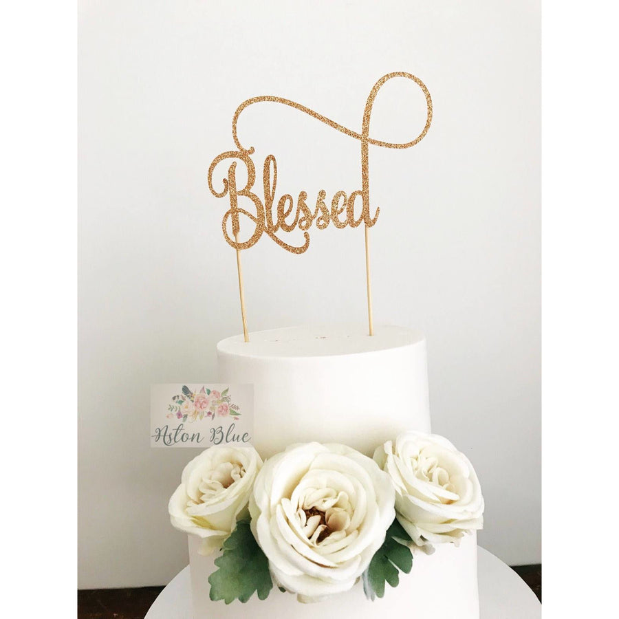 Blessed Acrylic Cake Topper - Aston Blue