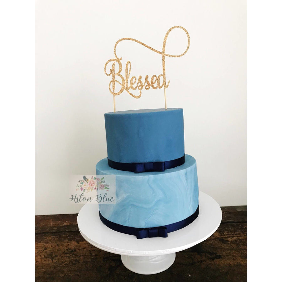 Blessed Acrylic Cake Topper - Aston Blue
