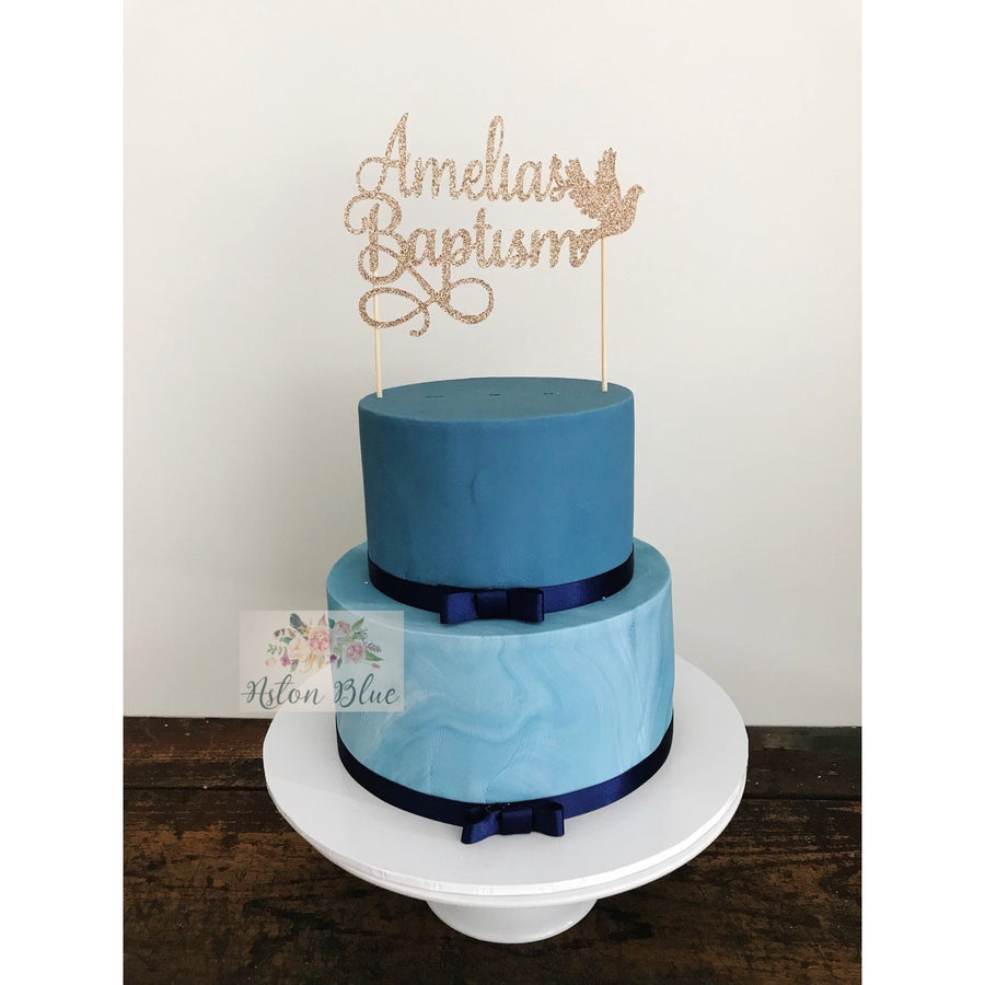 Baptism Cake Topper - Aston Blue