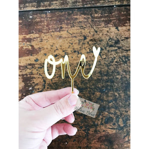 6 x One Cupcake Toppers - Aston Blue