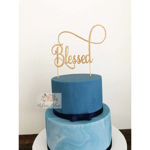 Blessed Acrylic Cake Topper - Aston Blue